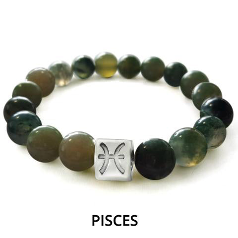 Green Marble Zodiac Charm Bracelet